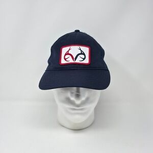 Realtree Outdoor Snapback Trucker  Hat Navy Blue Mens Adjustable Cap White Patch